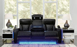 Boyington Black Leather Power Reclining Sofa - Ella Furniture