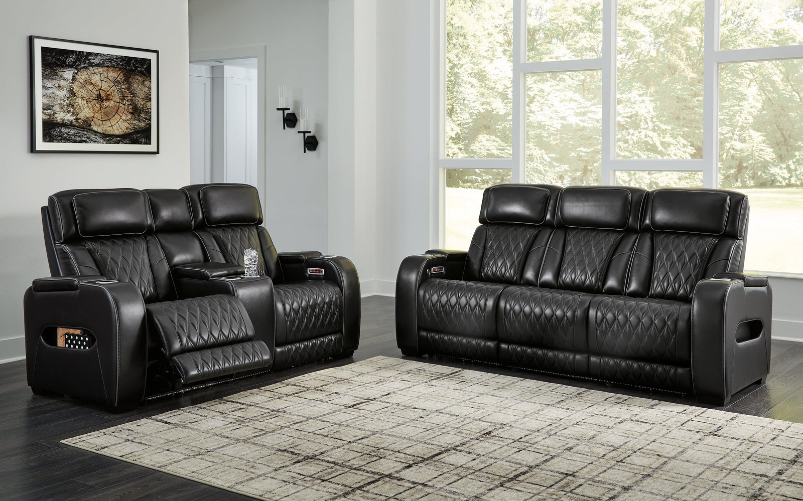 Boyington Black Sofa And Loveseat - Ella Furniture