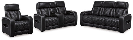 Boyington Black Sofa, Loveseat And Recliner - Ella Furniture