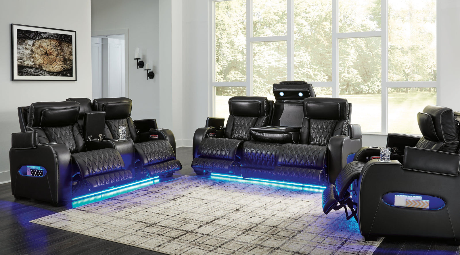 Boyington Black Sofa, Loveseat And Recliner - Ella Furniture