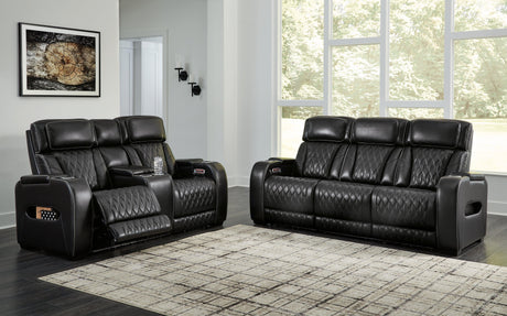 Boyington Black Sofa, Loveseat And Recliner - Ella Furniture