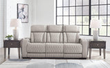Boyington Gray Leather Power Reclining Sofa - Ella Furniture