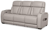 Boyington Gray Leather Power Reclining Sofa - Ella Furniture