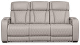 Boyington Gray Leather Power Reclining Sofa - Ella Furniture