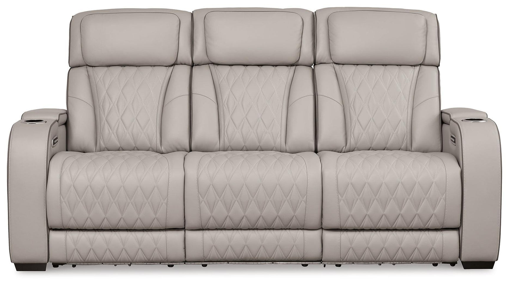 Boyington Gray Leather Power Reclining Sofa - Ella Furniture