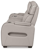 Boyington Gray Leather Power Reclining Sofa - Ella Furniture