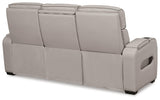 Boyington Gray Leather Power Reclining Sofa - Ella Furniture