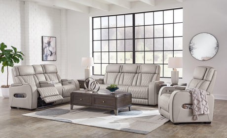 Boyington Gray Sofa, Loveseat And Recliner - Ella Furniture