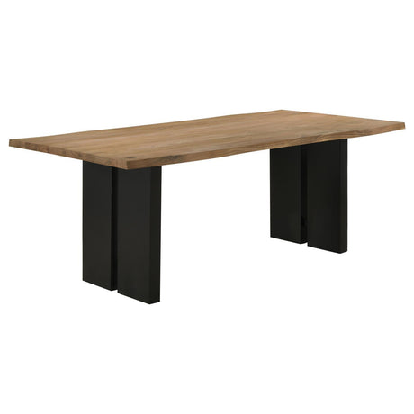 Bradshaw Rectangular Live Edge Dining Table Natural Acacia And Black 115541 - Ella Furniture