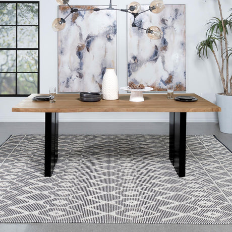 Bradshaw Rectangular Live Edge Dining Table Natural Acacia And Black 115541 - Ella Furniture