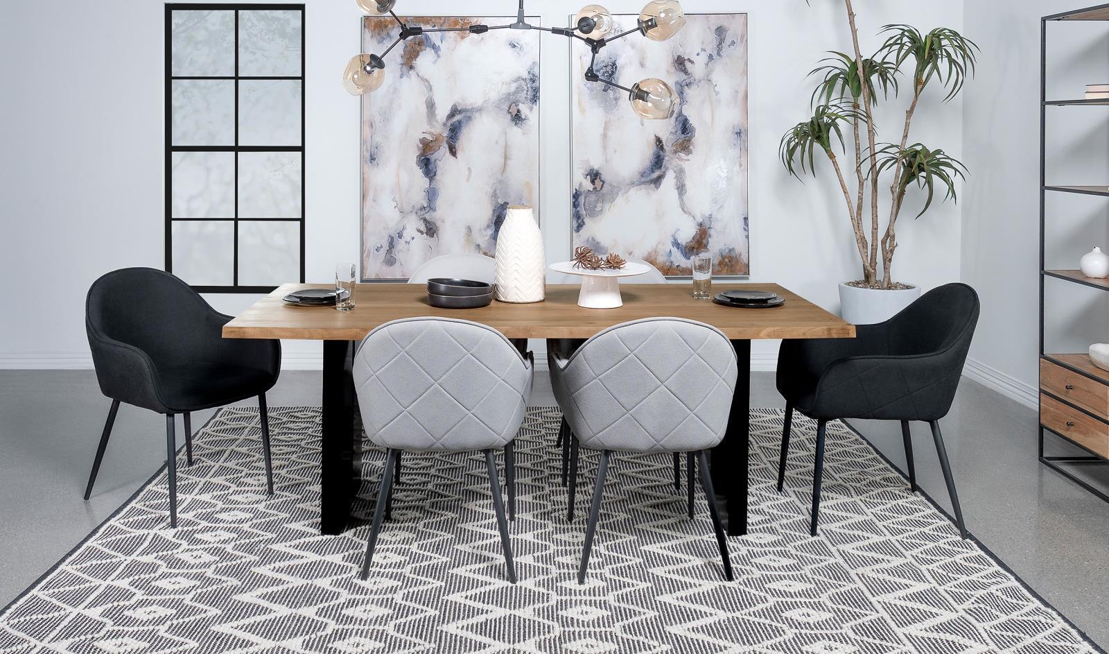 Bradshaw Rectangular Live Edge Dining Table Natural Acacia And Black 115541 - Ella Furniture
