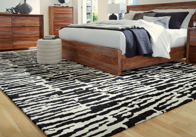 Bramshaw Black/Ivory Extra Large Rug - Ella Furniture