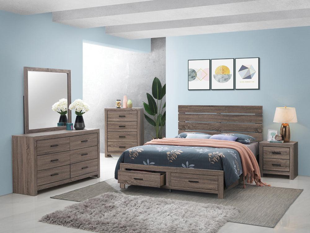 Brantford Barrel Oak Storage Bedroom Set - Ella Furniture