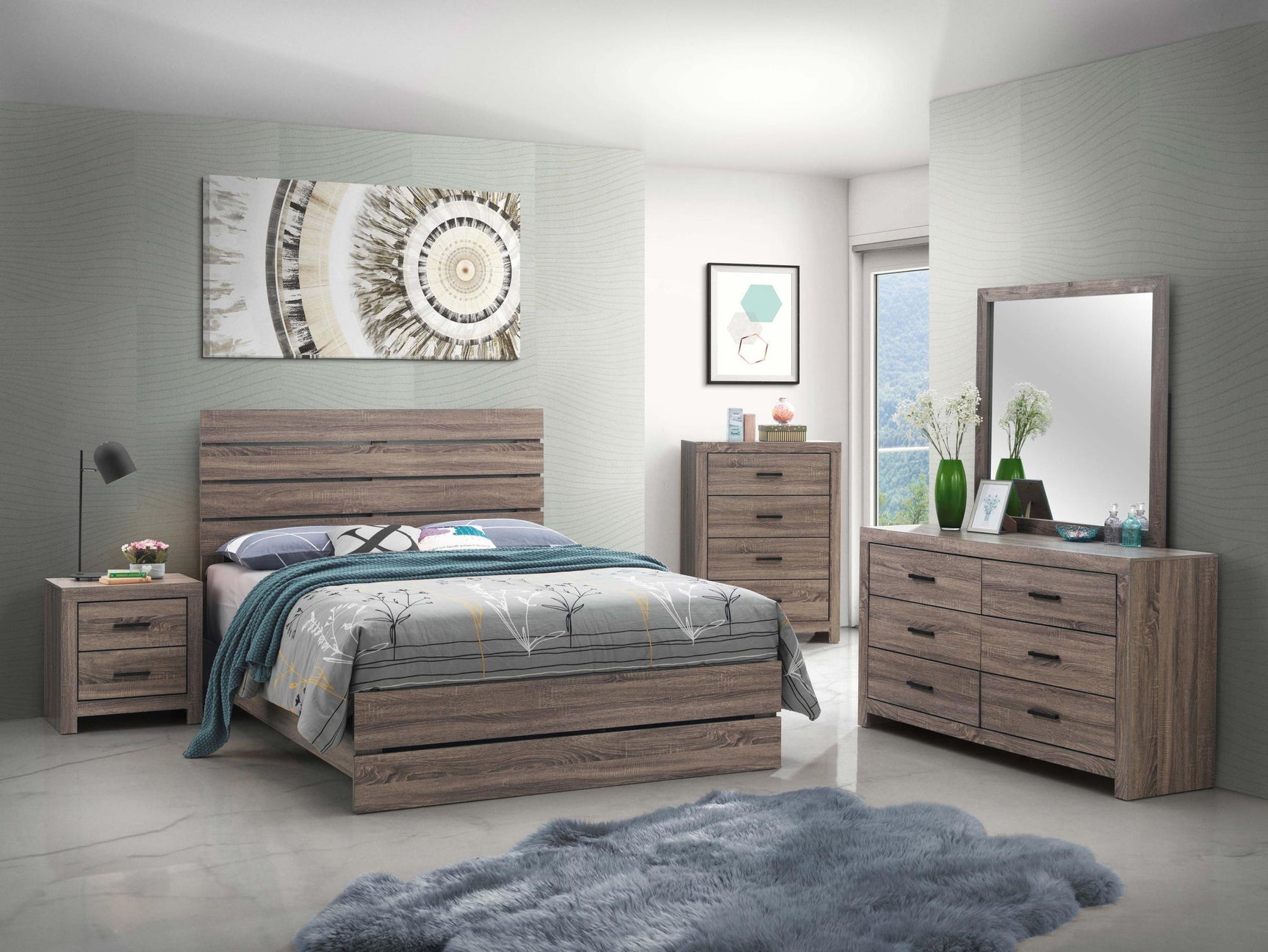 BRANTFORD COLLECTION Brantford Wood Eastern King Panel Bed Barrel Oak 207041KE - Ella Furniture