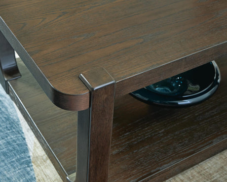 Breckington Dark Brown Coffee Table detail view