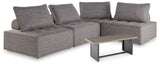 Bree Brown Zee 4-Piece Outdoor Sectional With End Table - Ella Furniture