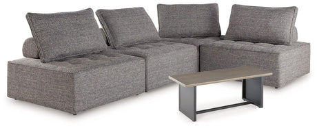 Bree Brown Zee 4-Piece Outdoor Sectional With End Table - Ella Furniture