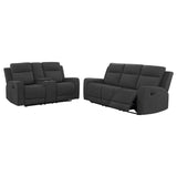 Brentwood 2-piece Upholstered Reclining Sofa Set Black 610284-S2 - Ella Furniture