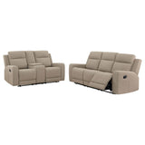 Brentwood 2-piece Upholstered Reclining Sofa Set Taupe 610281-S2 - Ella Furniture