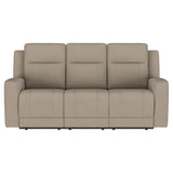 Brentwood 3-piece Upholstered Reclining Sofa Set Taupe 610281-S3 - Ella Furniture