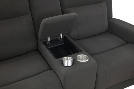 Brentwood Upholstered Motion Reclining Loveseat Black 610285 - Ella Furniture