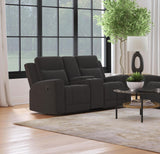 Brentwood Upholstered Motion Reclining Loveseat Black 610285 - Ella Furniture
