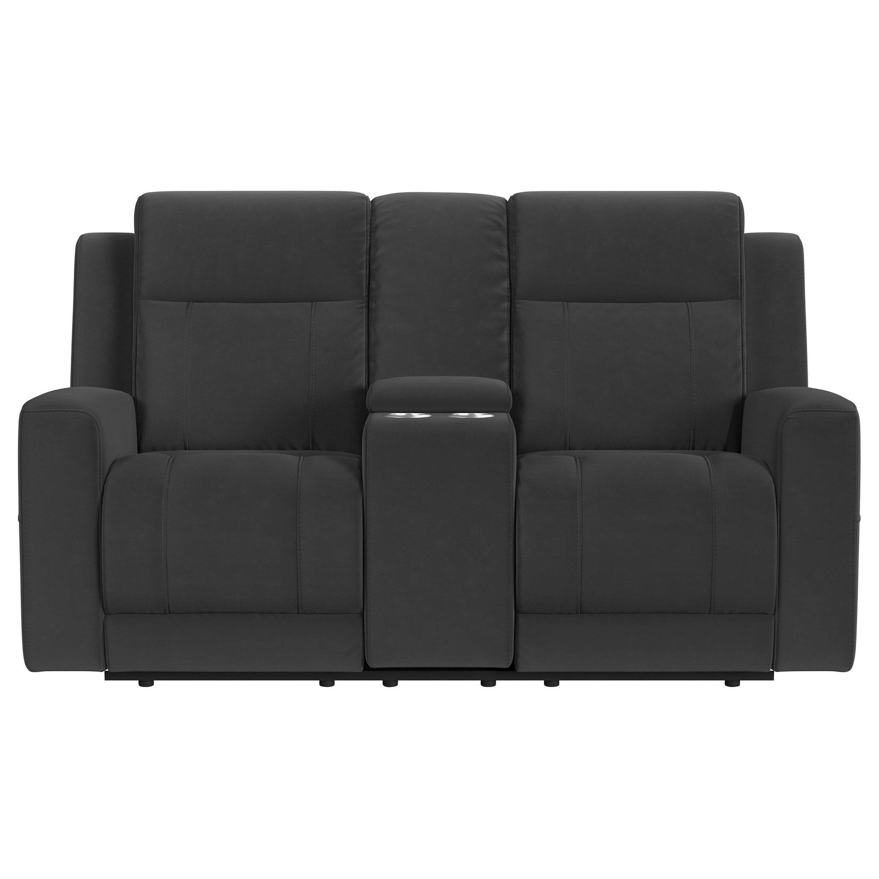 Brentwood Upholstered Motion Reclining Loveseat Black 610285 - Ella Furniture