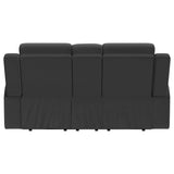 Brentwood Upholstered Motion Reclining Loveseat Black 610285 - Ella Furniture