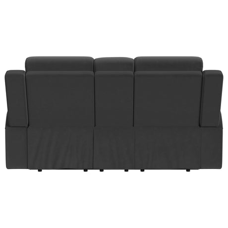 Brentwood Upholstered Motion Reclining Loveseat Black 610285 - Ella Furniture