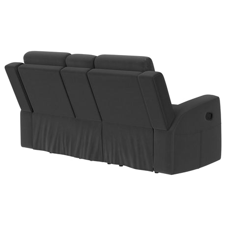 Brentwood Upholstered Motion Reclining Loveseat Black 610285 - Ella Furniture