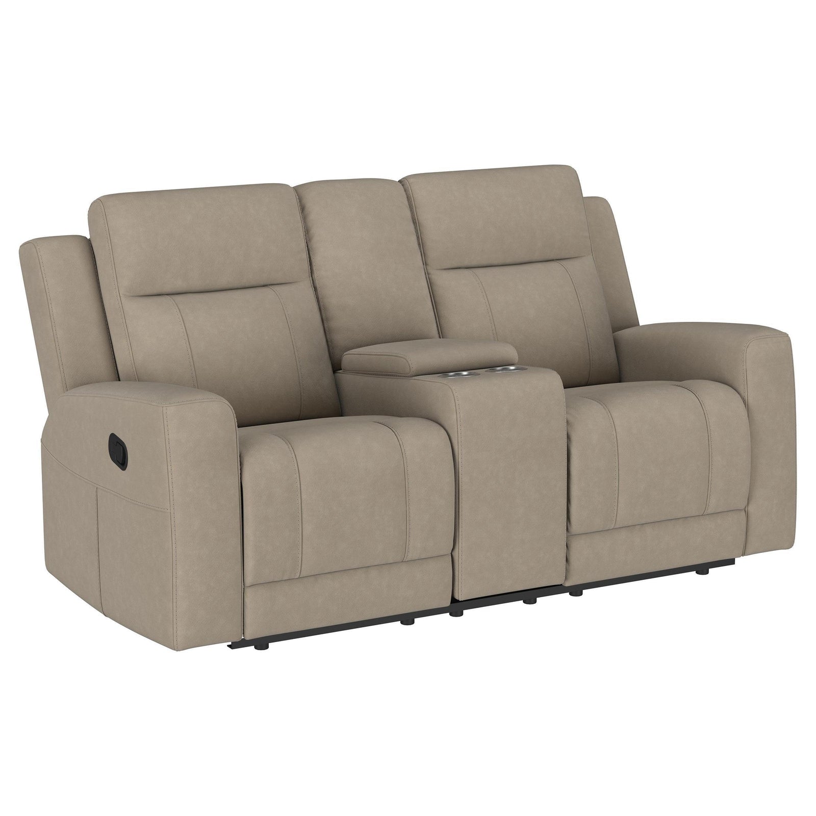 Brentwood Upholstered Motion Reclining Loveseat Taupe 610282 - Ella Furniture