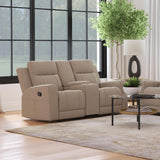 Brentwood Upholstered Motion Reclining Loveseat Taupe 610282 - Ella Furniture