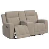 Brentwood Upholstered Motion Reclining Loveseat Taupe 610282 - Ella Furniture