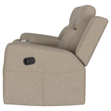 Brentwood Upholstered Motion Reclining Loveseat Taupe 610282 - Ella Furniture