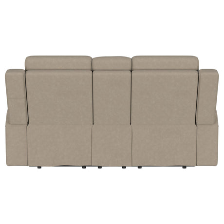 Brentwood Upholstered Motion Reclining Loveseat Taupe 610282 - Ella Furniture