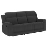 Brentwood Upholstered Motion Reclining Sofa Black 610284 - Ella Furniture