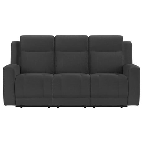 Brentwood Upholstered Motion Reclining Sofa Black 610284 - Ella Furniture