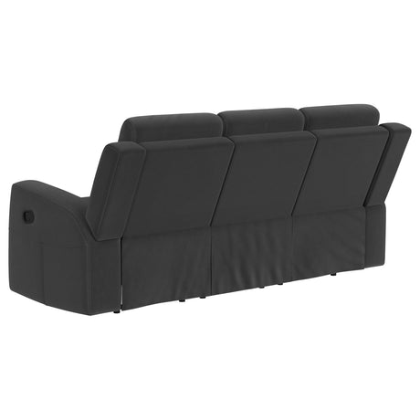 Brentwood Upholstered Motion Reclining Sofa Black 610284 - Ella Furniture