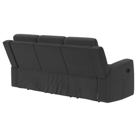 Brentwood Upholstered Motion Reclining Sofa Black 610284 - Ella Furniture