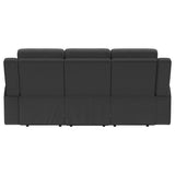Brentwood Upholstered Motion Reclining Sofa Black 610284 - Ella Furniture