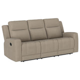 Brentwood Upholstered Motion Reclining Sofa Taupe 610281 - Ella Furniture