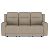 Brentwood Upholstered Motion Reclining Sofa Taupe 610281 - Ella Furniture