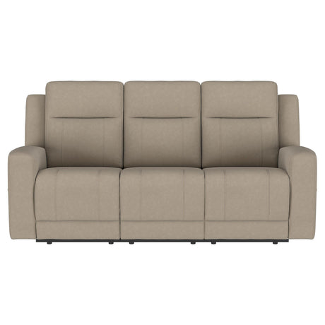 Brentwood Upholstered Motion Reclining Sofa Taupe 610281 - Ella Furniture
