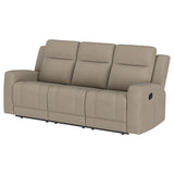 Brentwood Upholstered Motion Reclining Sofa Taupe 610281 - Ella Furniture