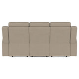 Brentwood Upholstered Motion Reclining Sofa Taupe 610281 - Ella Furniture