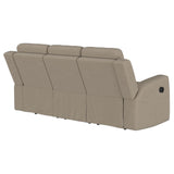 Brentwood Upholstered Motion Reclining Sofa Taupe 610281 - Ella Furniture