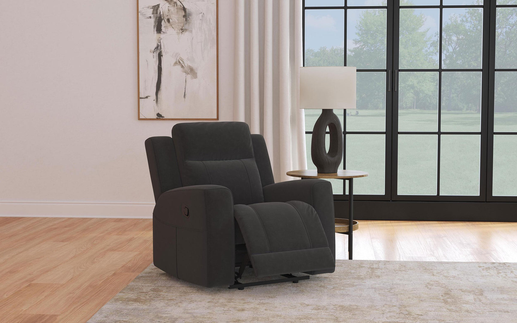 Brentwood Upholstered Recliner Chair Black 610286 - Ella Furniture