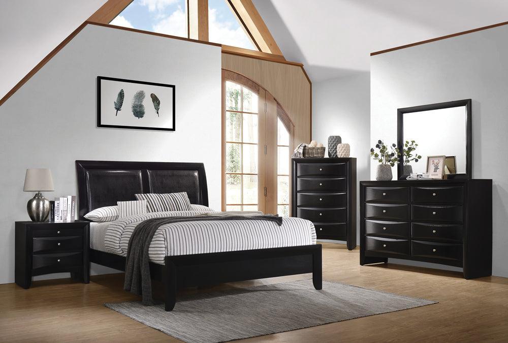 Briana Black Upholstered Panel Bedroom Set - Ella Furniture