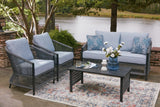 Bridges Beach Gray Outdoor Love/Chairs/Table Set (Set of 4) view 3