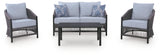 Bridges Beach Gray Outdoor Love/Chairs/Table Set (Set of 4) view 6
